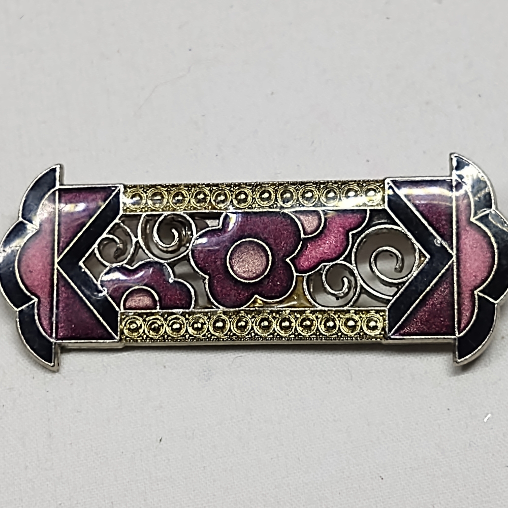 Elegant Enamel Floral Brooch